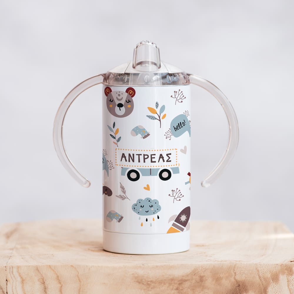 Cars, Bears & Rockets - Straight Double Wall Stainless Steel Sippy Cup - GOTShirts