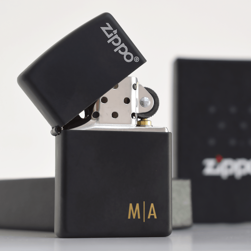 Name Initials - Black Zippo® Lighter (Engraved) - GOTShirts