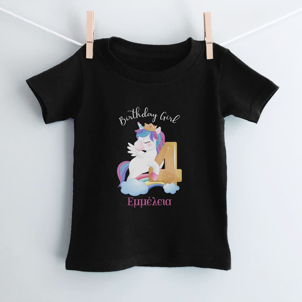 Birthday Girl Unicorn Number T-Shirt