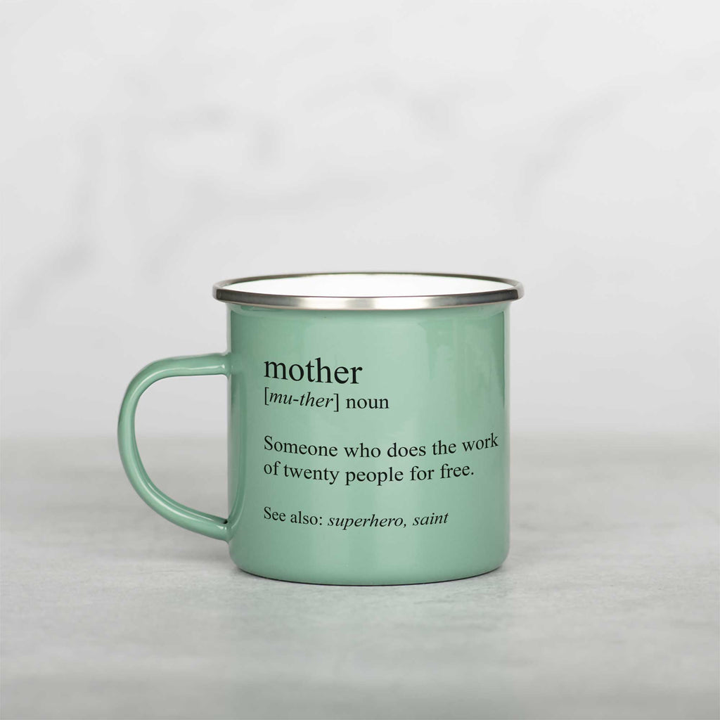 "Mother" Definition - Colored Enamel Stainless Steel Mug